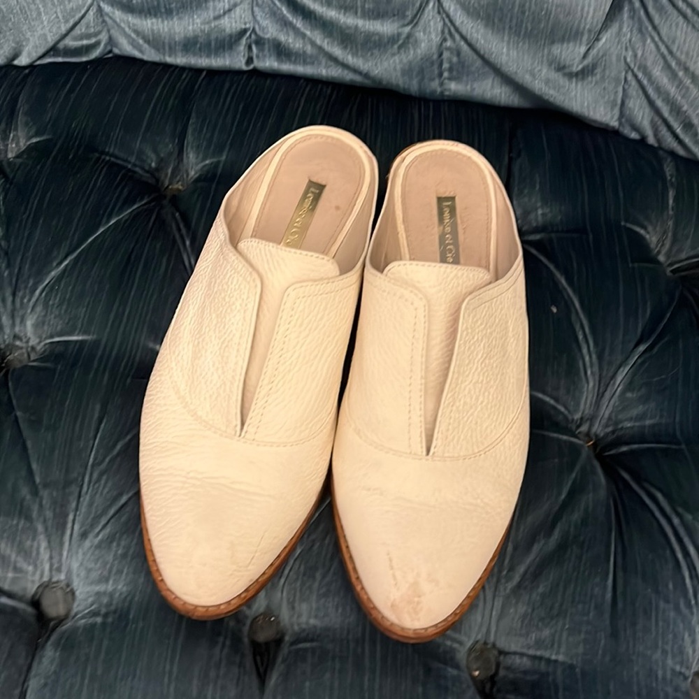 Louise and Cie white mules